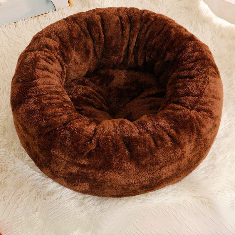 Fluffy Donut Dog Bed – Warm Arctic Fleece Cushion for Dogs & Cats (3 Sizes)