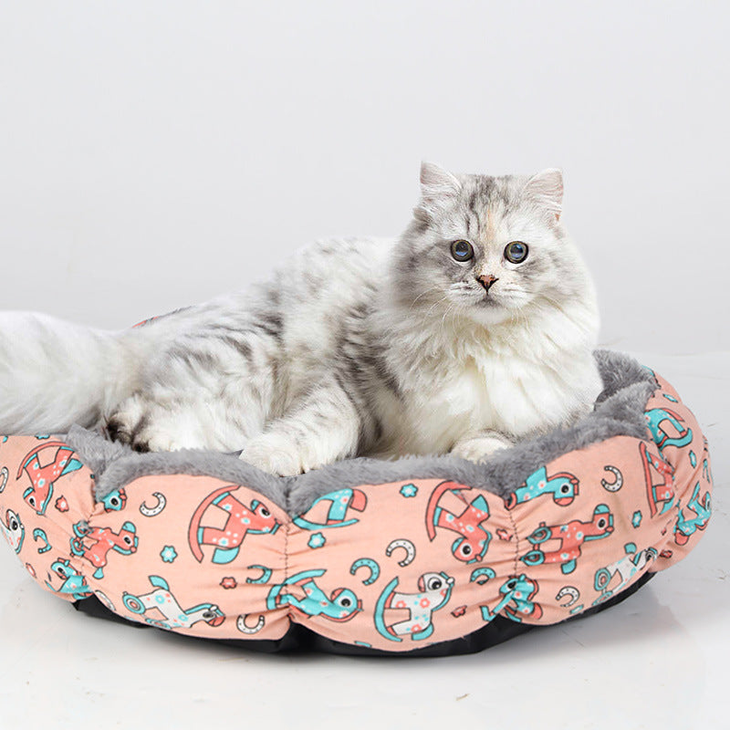 Calming Donut Cat Bed – Fluffy Round Nest for Cats & Small Dogs (4 Sizes)
