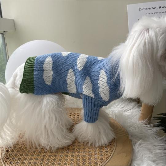 Blue Sky Jacquard Dog Sweater – Fashion Polyester Knit (XS–L)