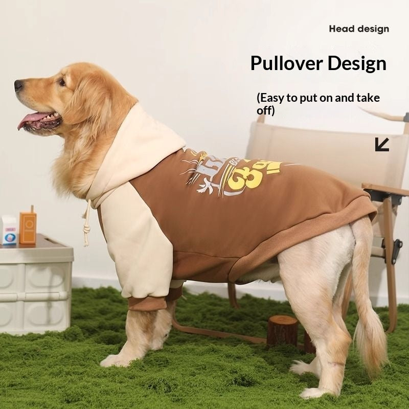 Large Dog Hooded Sweater – Patchwork Fall & Winter Coat for Big Breeds (3XL–7XL)