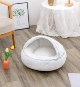 Plush Round Pet Bed – Soft Warm Nest for Dogs & Cats (3 Sizes)