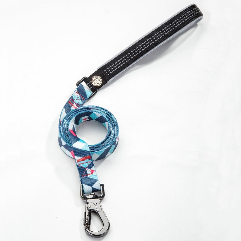 Printed Polyester Dog Leash – Stylish Walking Rope in 5 Designs (S–L)