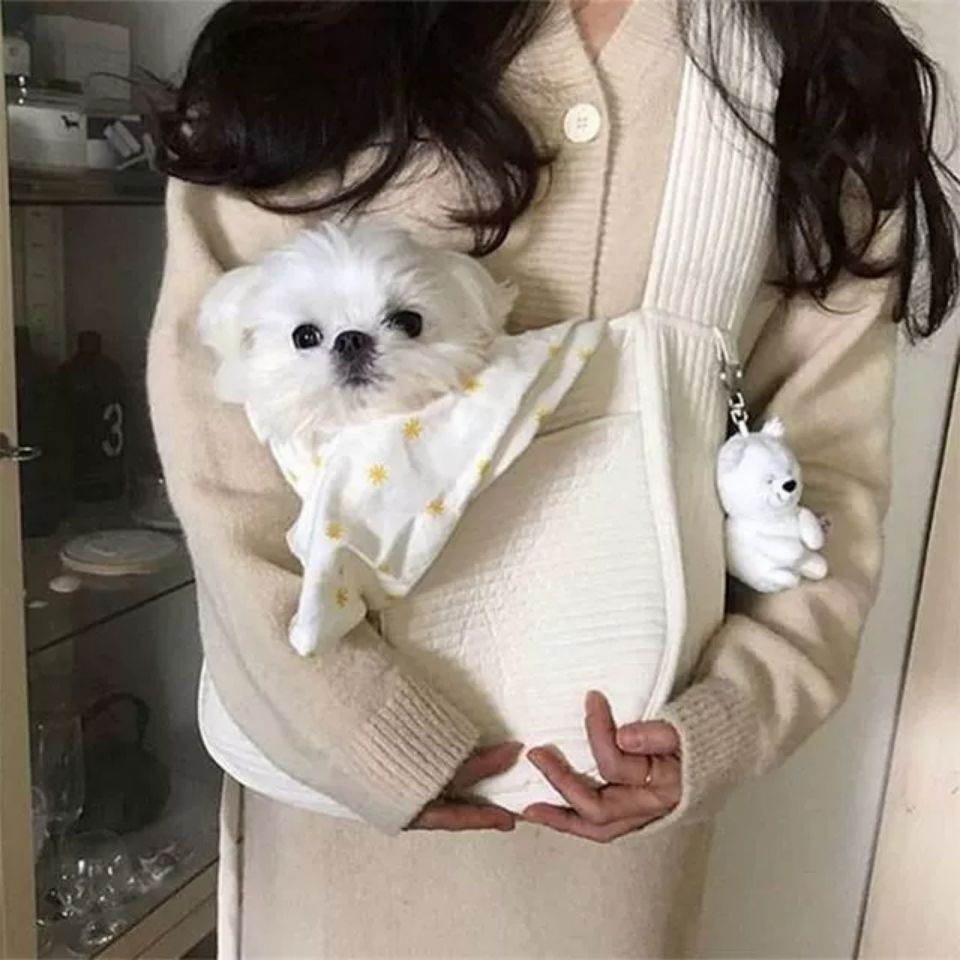 Handmade Canvas Pet Carrier Bag Breathable Shoulder Tote for Dogs and Cats