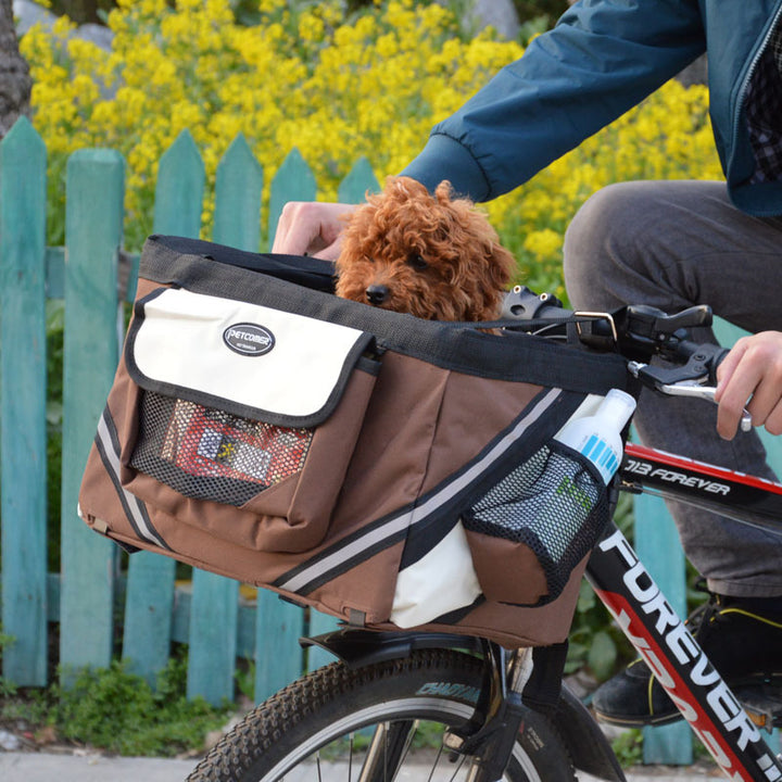 Removable Bicycle Pet Carrier Bag Front Basket for Cats and Dogs