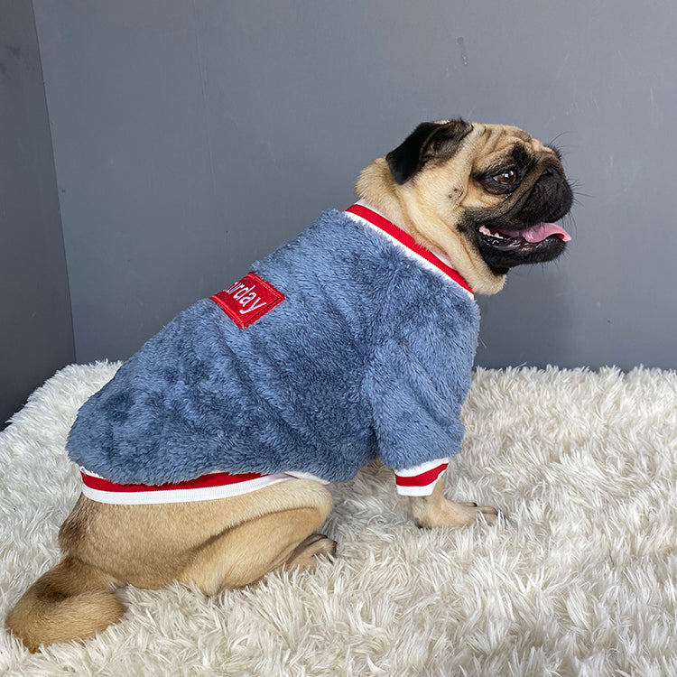 Classic Blue Cotton Dog Sweater – Casual Knit for Medium & Large Dogs (S–XXL)