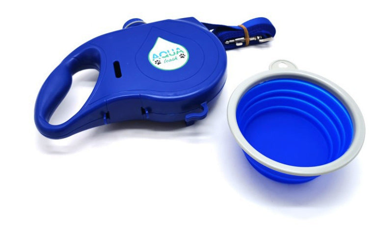 Multifunctional Retractable Dog Leash – 360° Tangle-Free with Folding Bowl (Blue, Red, Black)