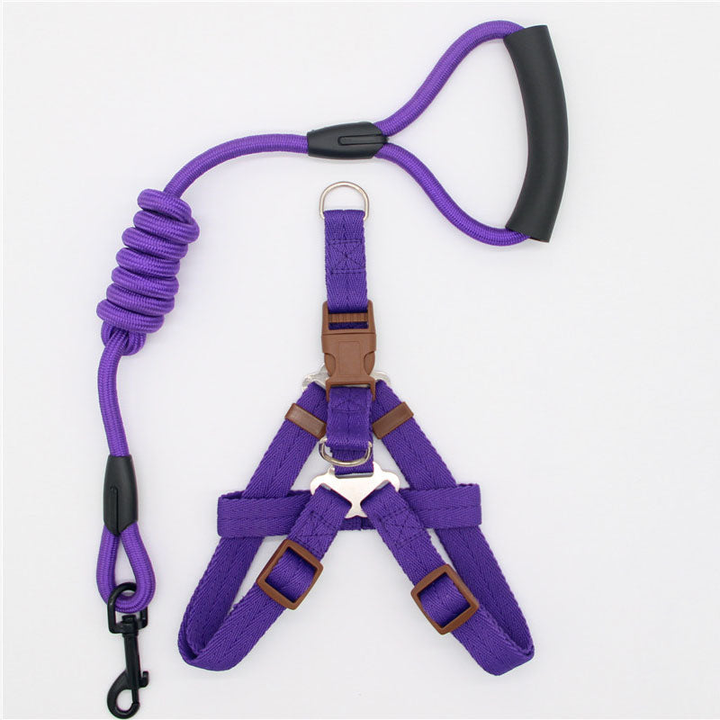 Simple Nylon Dog Leash & Collar Set – 15 Color Styles for All Dog Sizes (S–XL)