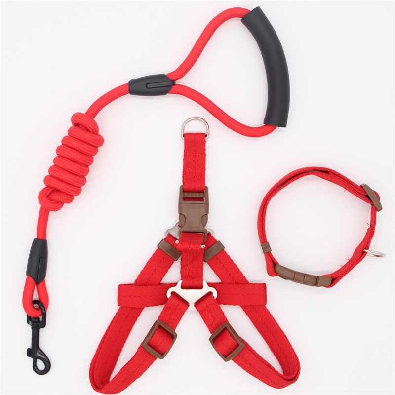 Simple Nylon Dog Leash & Collar Set – 15 Color Styles for All Dog Sizes (S–XL)