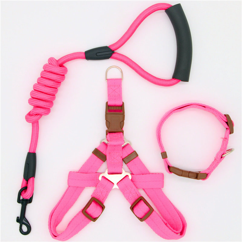Simple Nylon Dog Leash & Collar Set – 15 Color Styles for All Dog Sizes (S–XL)