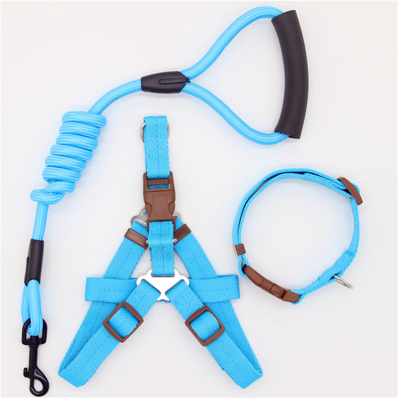 Simple Nylon Dog Leash & Collar Set – 15 Color Styles for All Dog Sizes (S–XL)