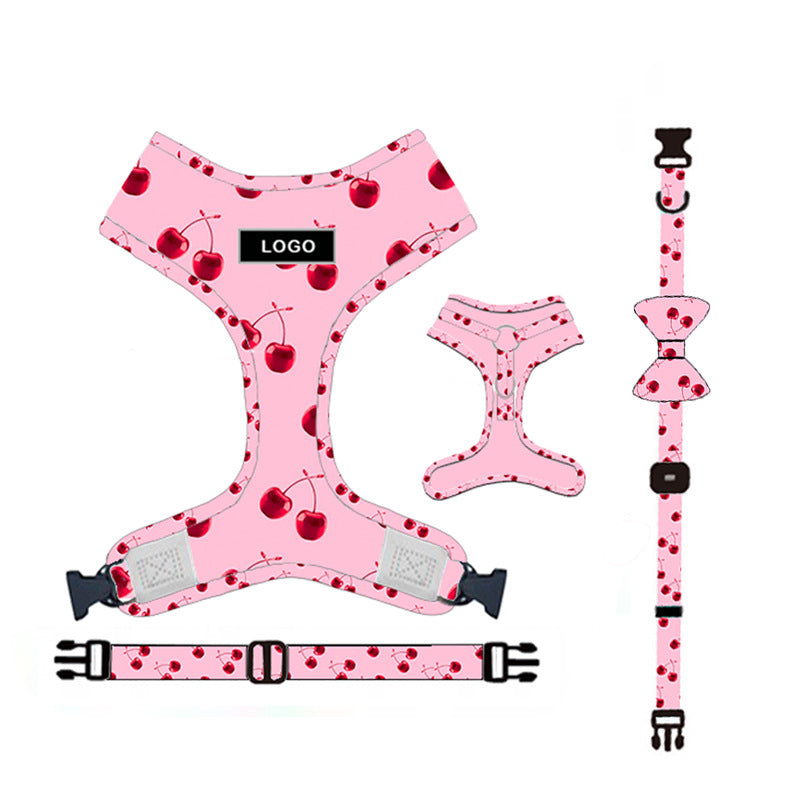 Complete Pink Dog Walking Set – Harness, Collar, Leash & Poop Bag Holder (S–XL)