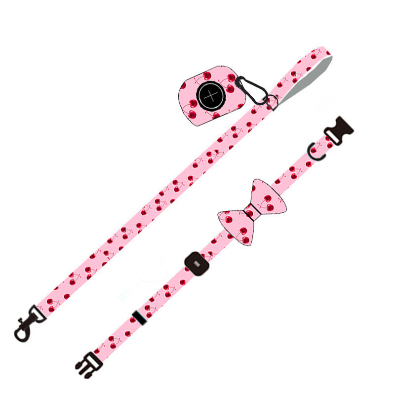 Complete Pink Dog Walking Set – Harness, Collar, Leash & Poop Bag Holder (S–XL)