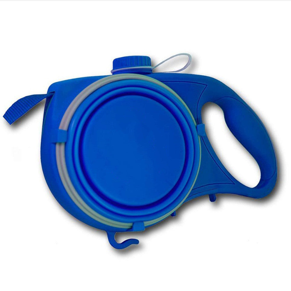 Multifunctional Retractable Dog Leash – 360° Tangle-Free with Folding Bowl (Blue, Red, Black)