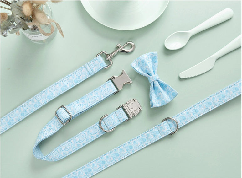 Paisley Print Dog Collar & Leash Set – Boho Polyester Walking Set (XS–XL)