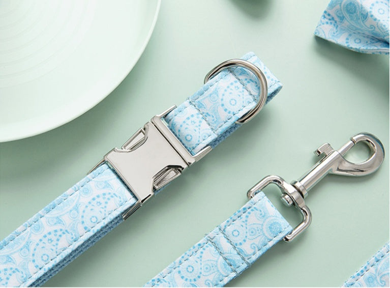 Paisley Print Dog Collar & Leash Set – Boho Polyester Walking Set (XS–XL)