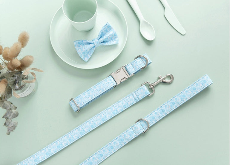 Paisley Print Dog Collar & Leash Set – Boho Polyester Walking Set (XS–XL)