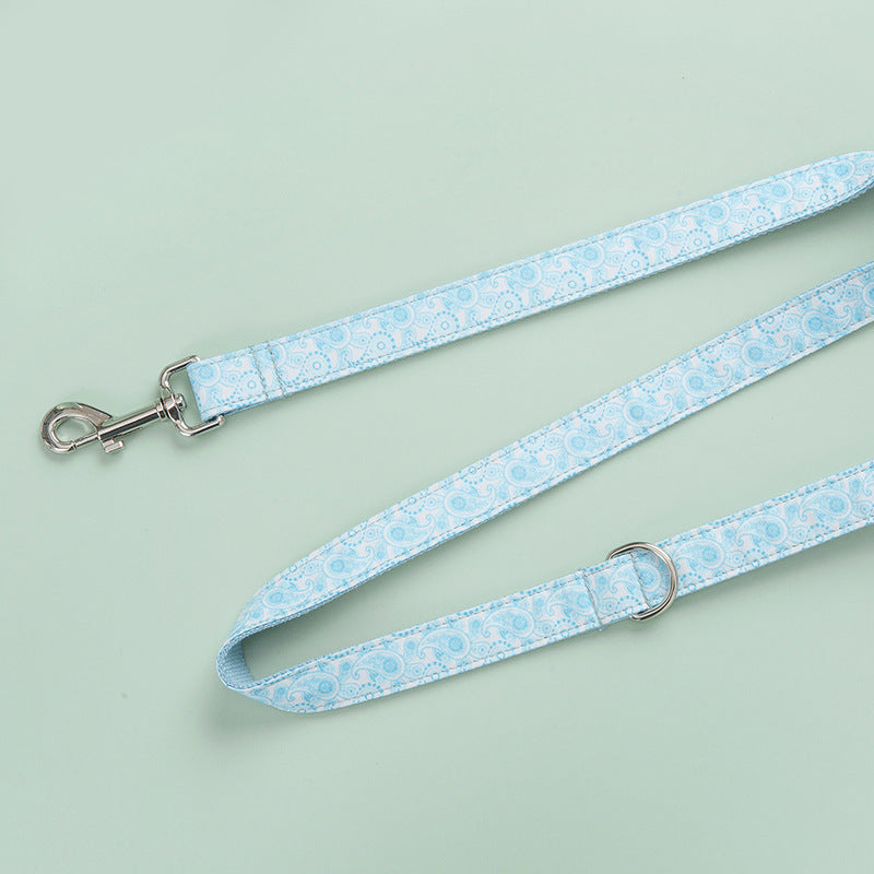 Paisley Print Dog Collar & Leash Set – Boho Polyester Walking Set (XS–XL)