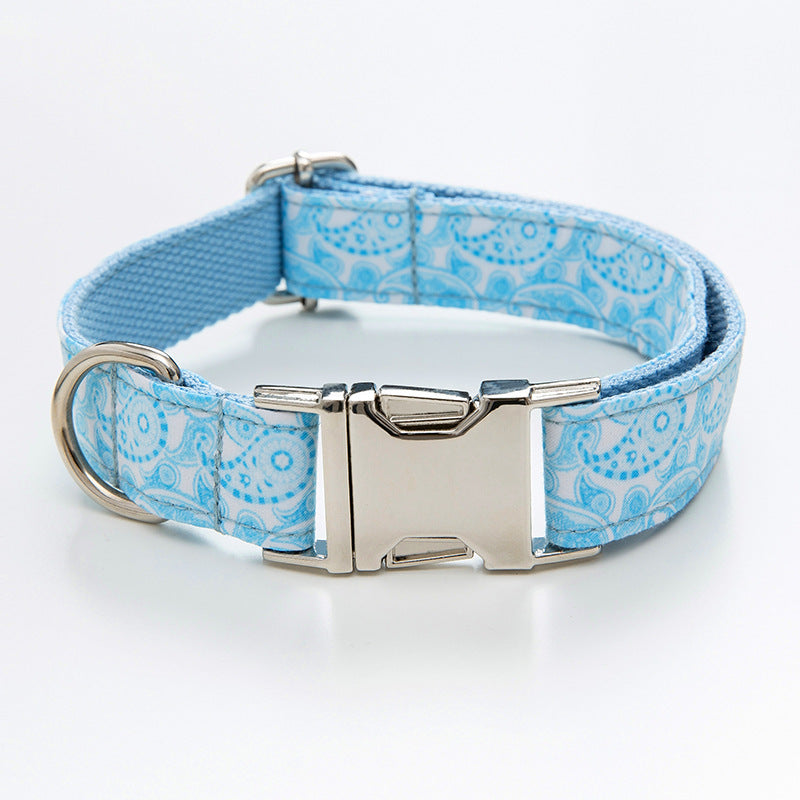 Paisley Print Dog Collar & Leash Set – Boho Polyester Walking Set (XS–XL)