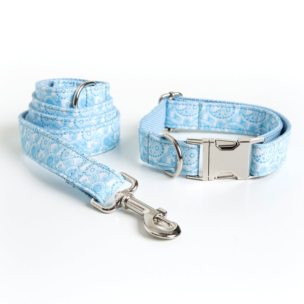 Paisley Print Dog Collar & Leash Set – Boho Polyester Walking Set (XS–XL)