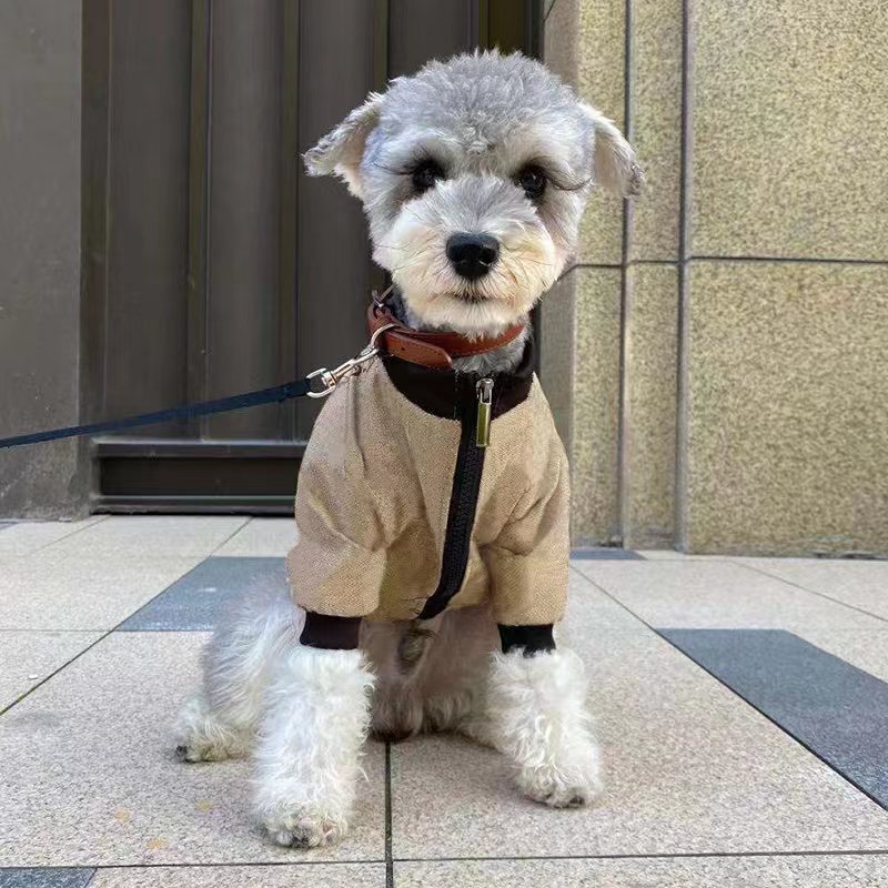 Khaki Hooded Winter Dog Coat – Casual Polyester Jacket (S–2XL)
