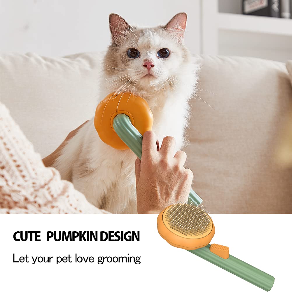 Self-Cleaning Pumpkin Pet Slicker Brush for Dogs and Cats