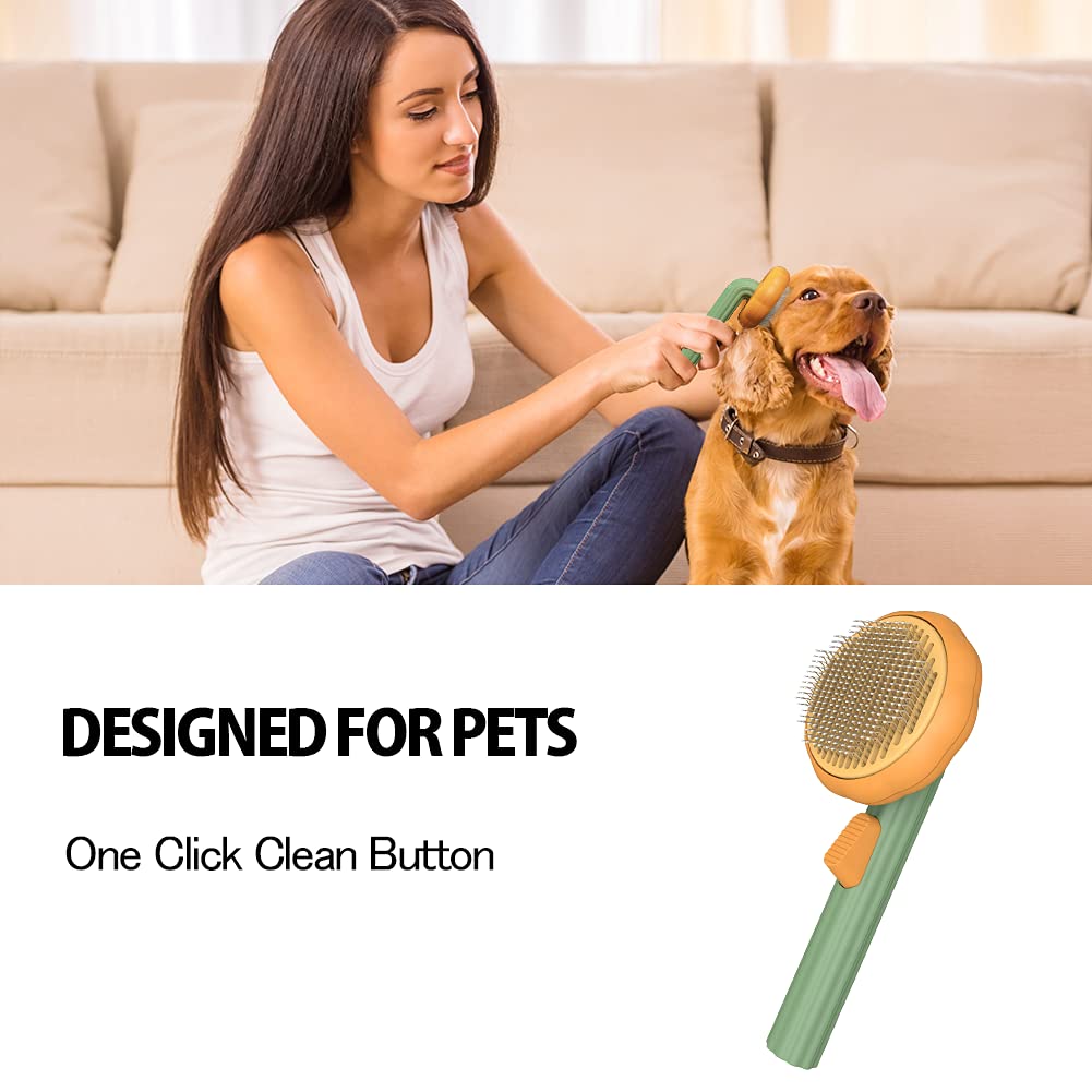 Self-Cleaning Pumpkin Pet Slicker Brush for Dogs and Cats