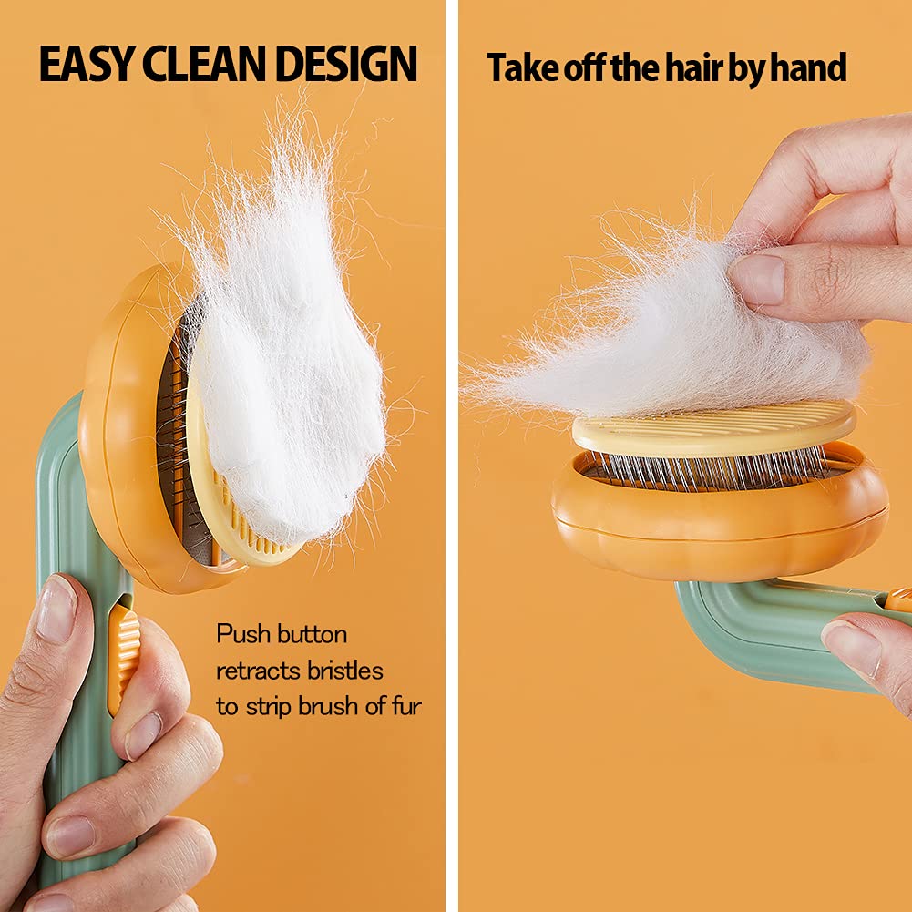 Self-Cleaning Pumpkin Pet Slicker Brush for Dogs and Cats