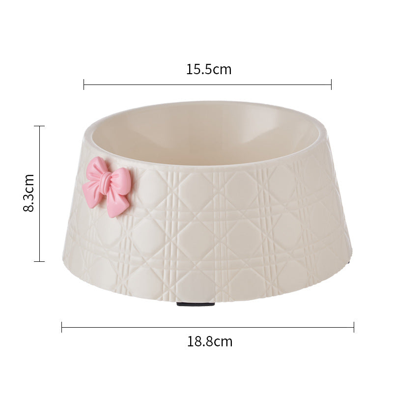 Bowknot Pet Food Bowl Diamond Pattern Feeder for Dogs and Cats