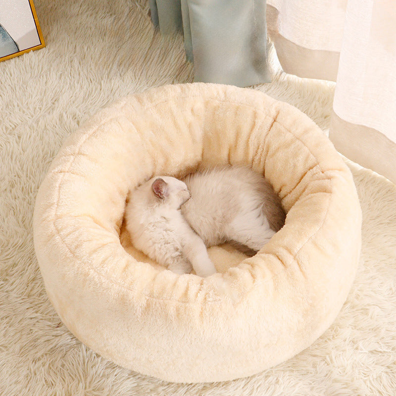 Fluffy Donut Dog Bed – Warm Arctic Fleece Cushion for Dogs & Cats (3 Sizes)