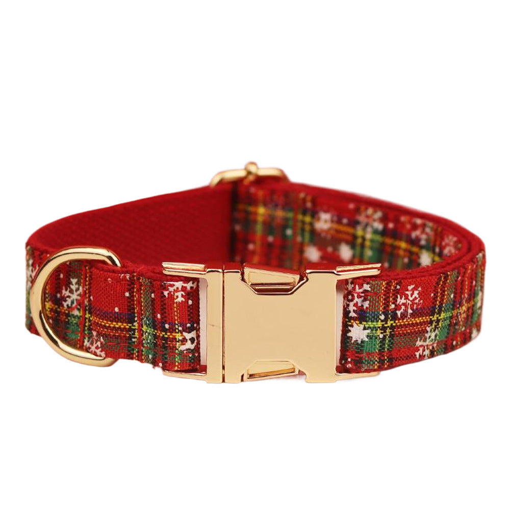 Christmas Plaid Dog Collar & Leash Set – Festive Bowknot Design (XS–XL, 5 Styles)