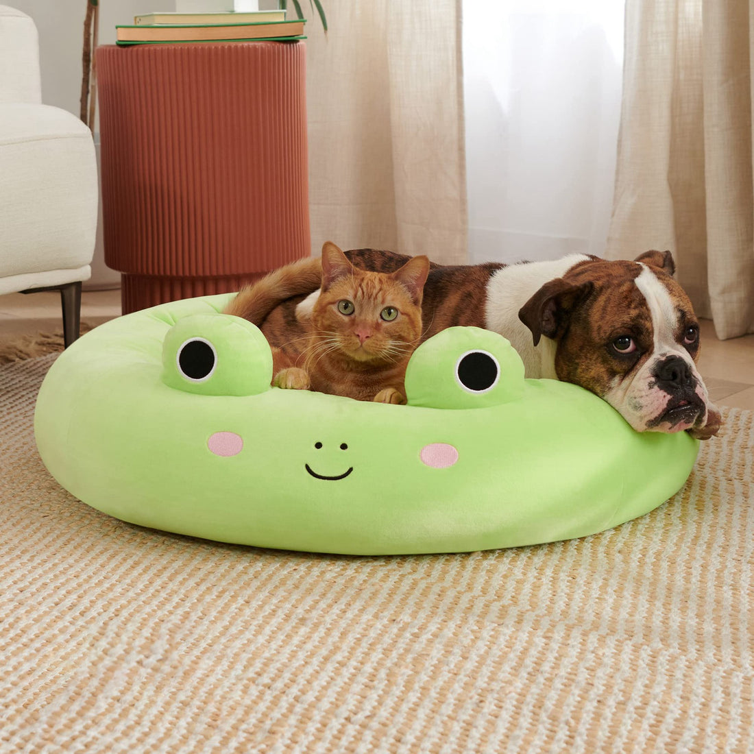 Novelty Animal & Fruit Print Dog Bed – Super Soft Plush Cushion (26 in)