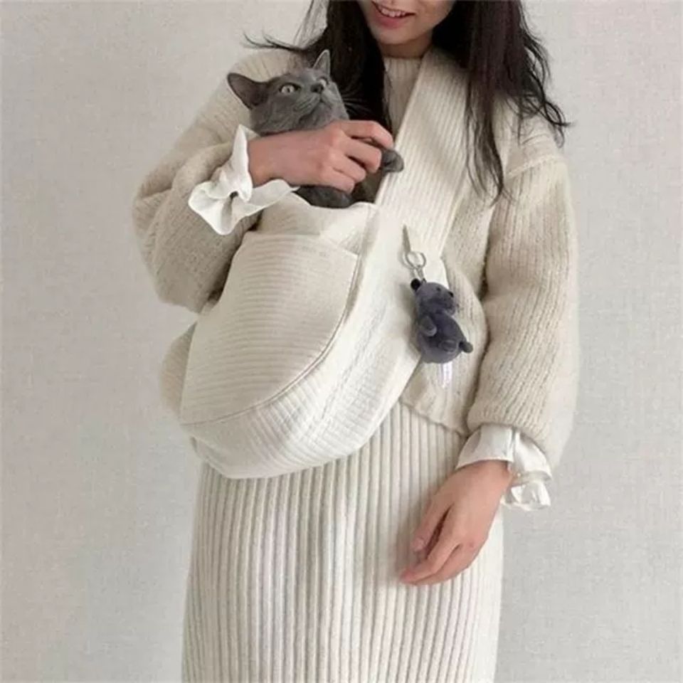 Handmade Canvas Pet Carrier Bag Breathable Shoulder Tote for Dogs and Cats