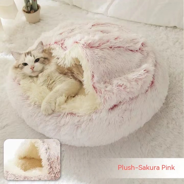 Plush Round Pet Bed – Soft Warm Nest for Dogs & Cats (3 Sizes)