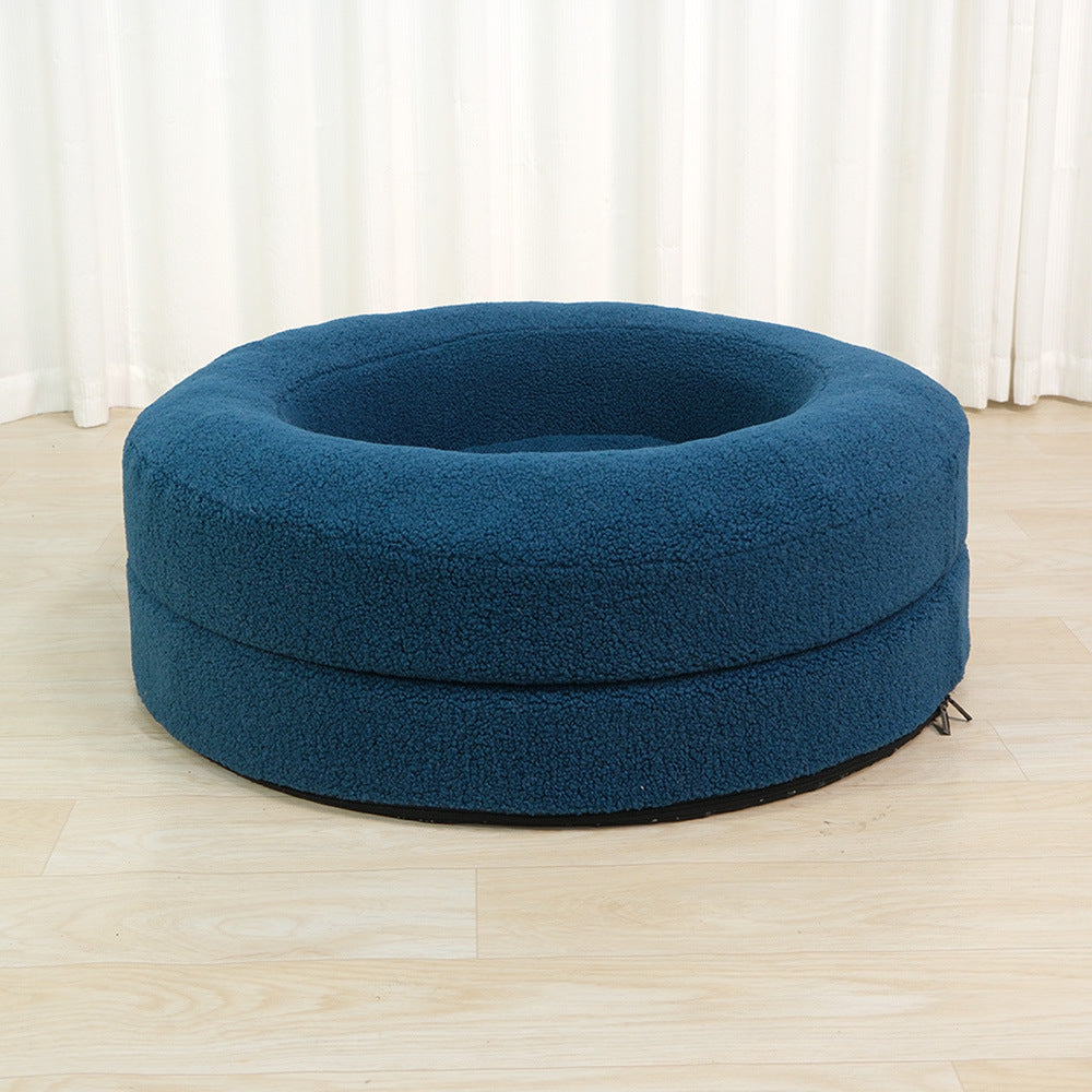 Solid Color Leisure Cat Nest – Soft Round Lambswool Bed (3 Sizes, 5 Colors)