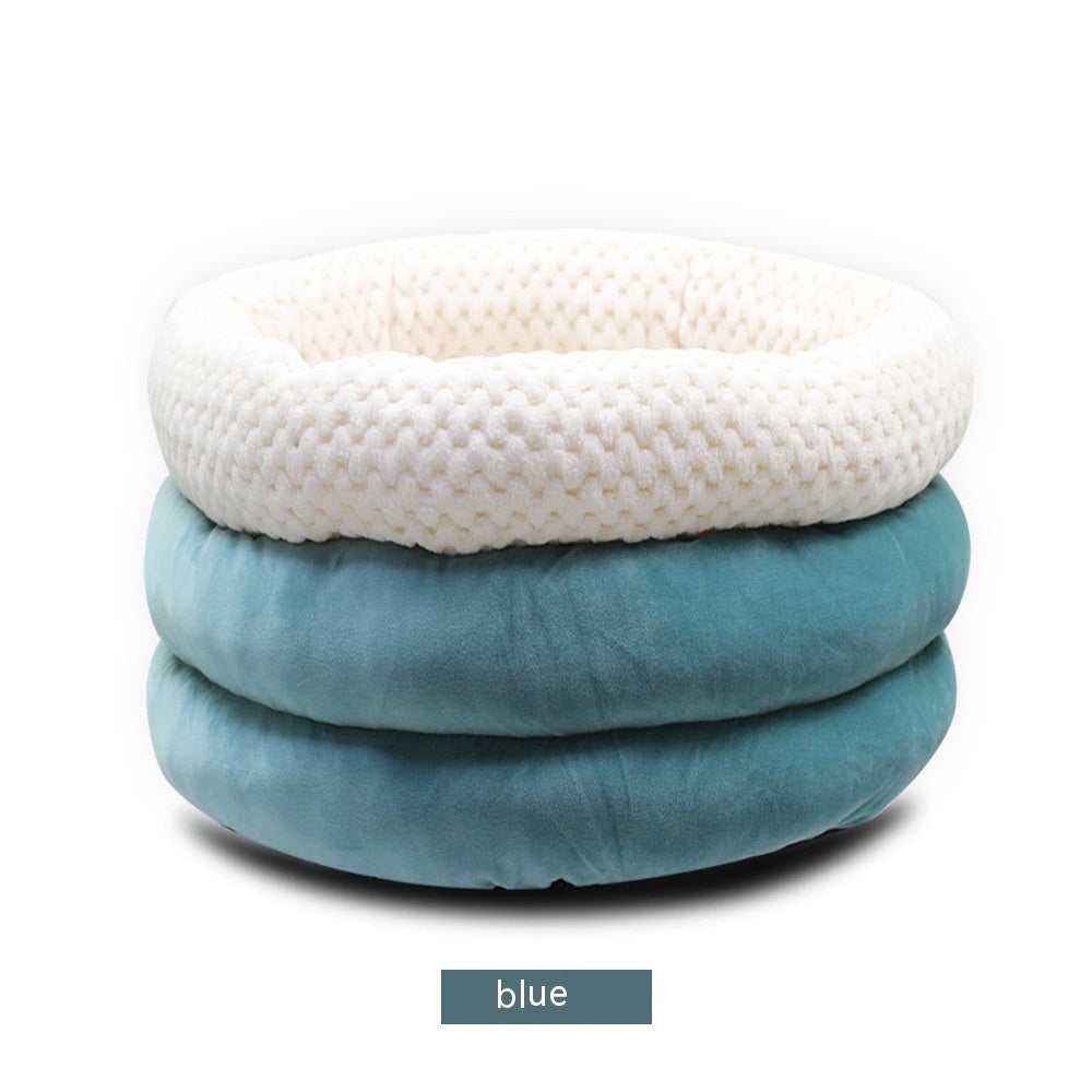 Semi-Enclosed Ice Velvet Pet Bed – Deep Sleep Nest for Dogs & Cats