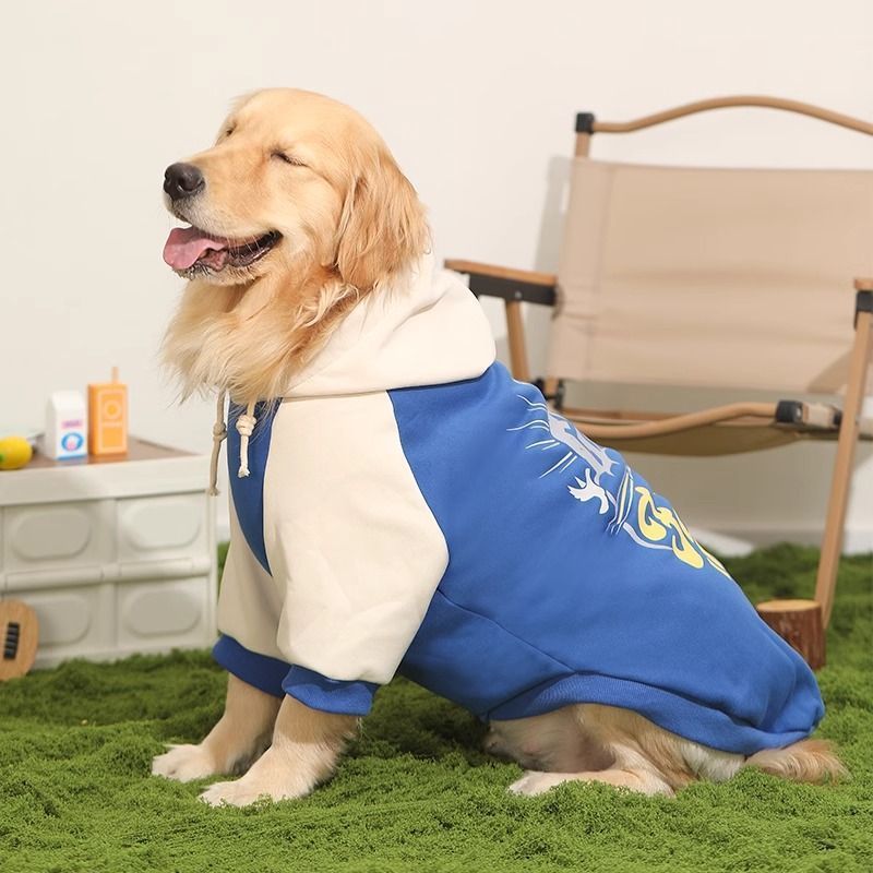 Large Dog Hooded Sweater – Patchwork Fall & Winter Coat for Big Breeds (3XL–7XL)