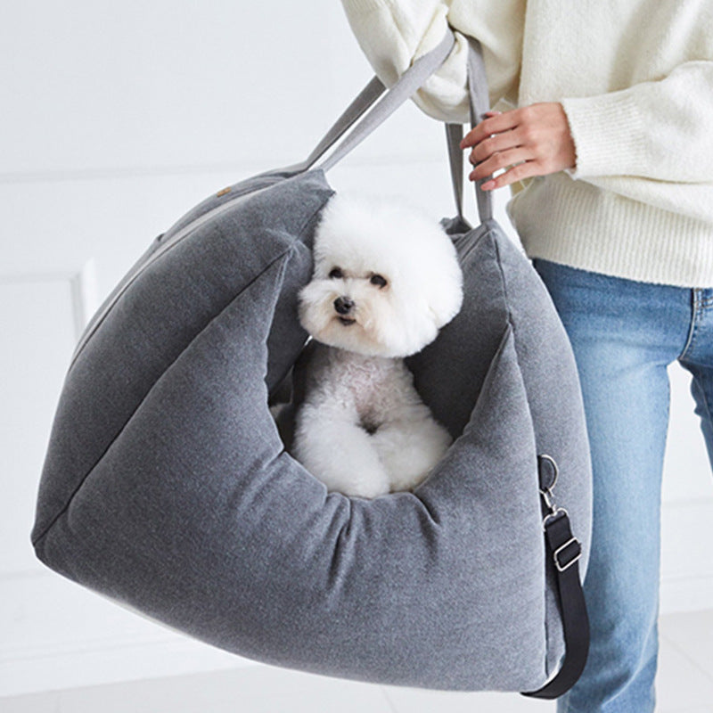 Waterproof Portable Dog Car Seat Carrier with Mesh and Safety Features