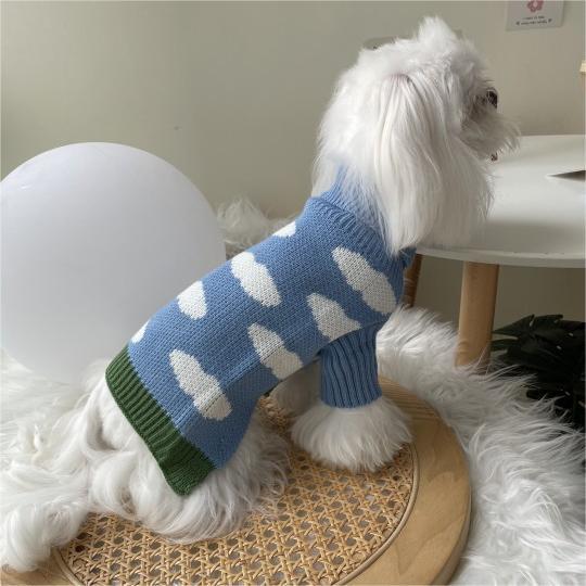 Blue Sky Jacquard Dog Sweater – Fashion Polyester Knit (XS–L)