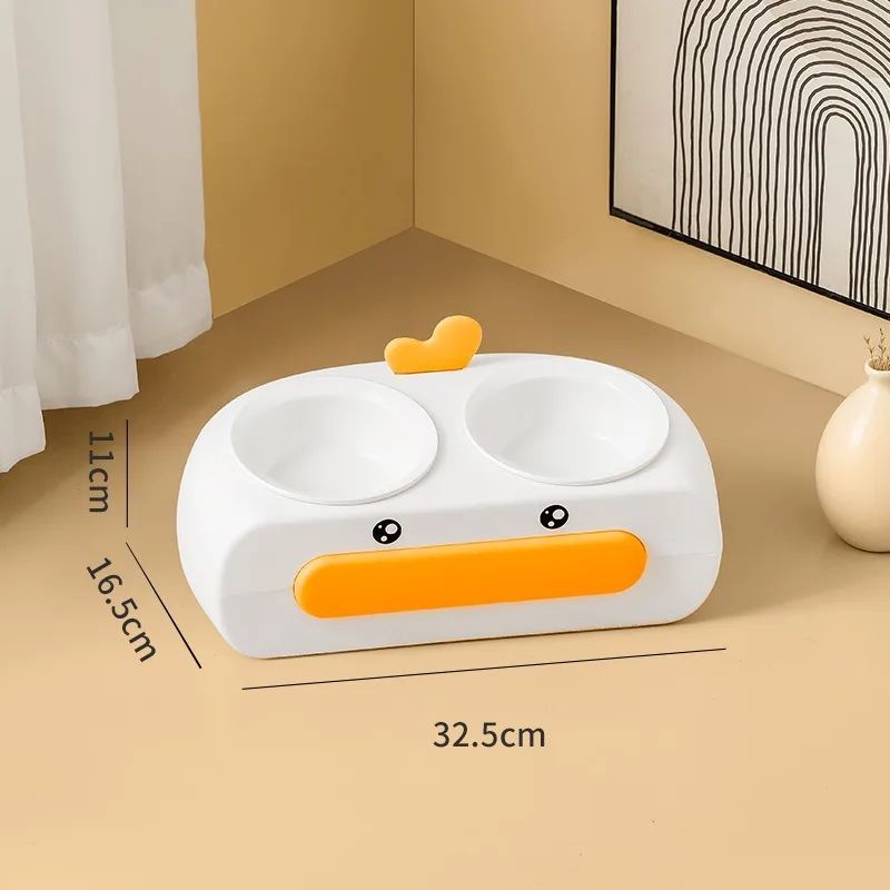 Duck Design Double Pet Bowl for Dogs and Cats