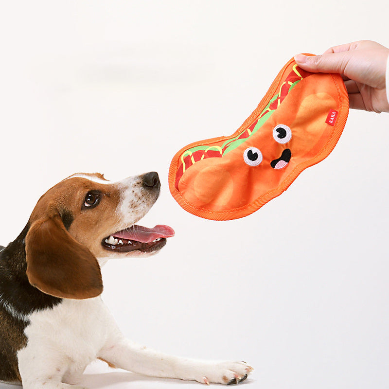 Durable Squeaky Crinkle Dog Toy Hamburger for Puppies and Dogs