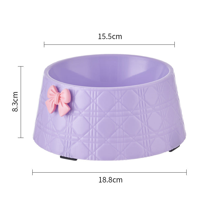 Bowknot Pet Food Bowl Diamond Pattern Feeder for Dogs and Cats