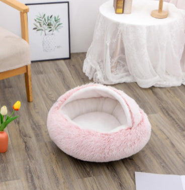 Plush Round Pet Bed – Soft Warm Nest for Dogs & Cats (3 Sizes)