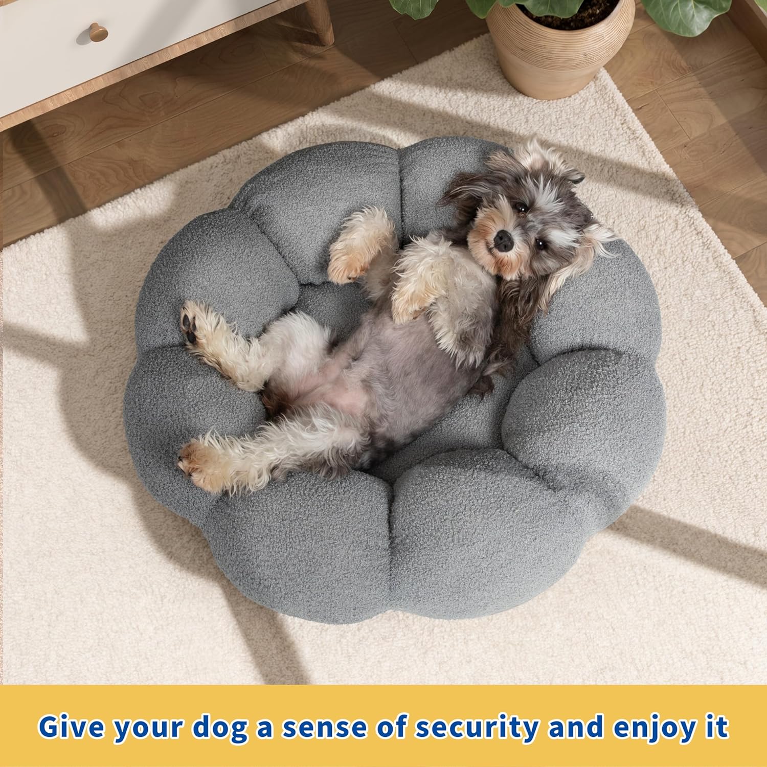 Flower Calming Dog Bed – Washable Donut Cuddler in 5 Colors (S–L)