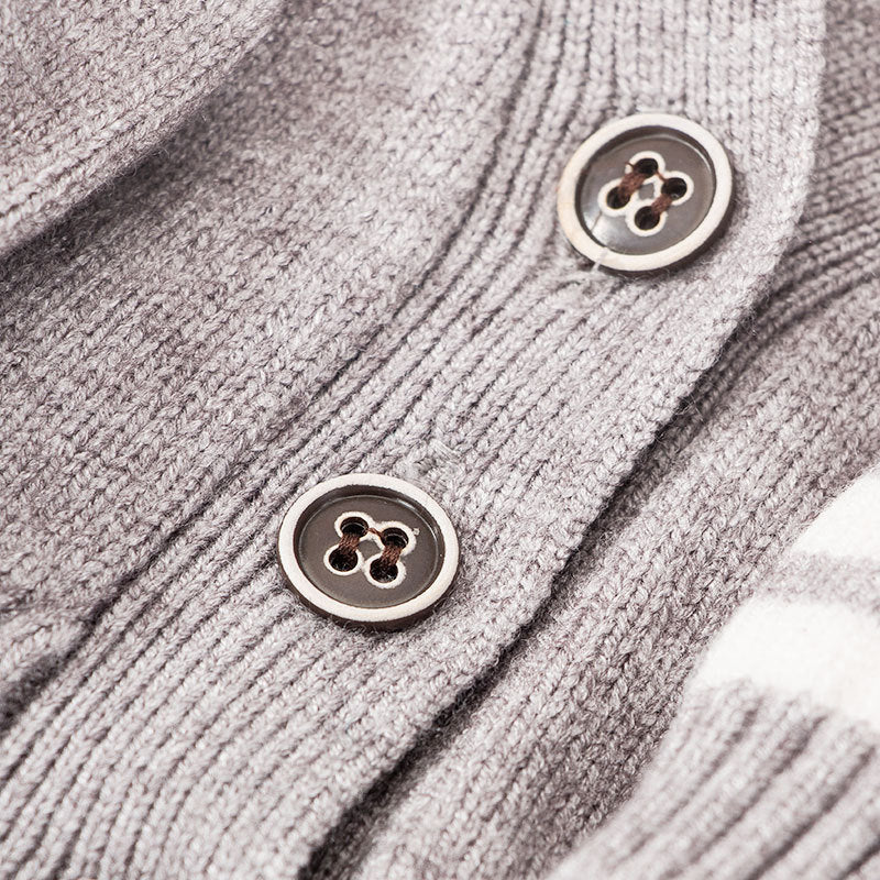 Cozy Gray Cardigan Pet Sweater – Soft Core Yarn Knit for Dogs (M–XL)