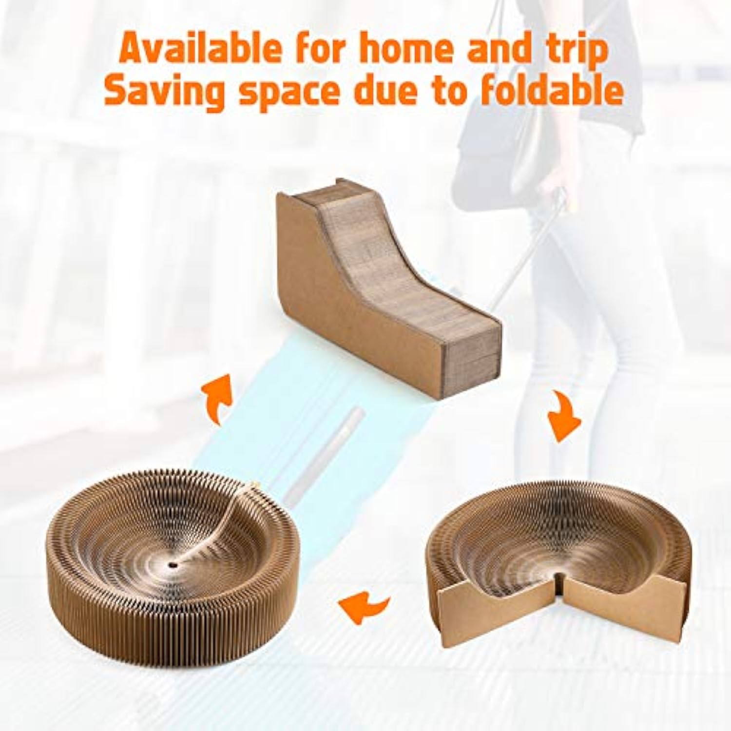 Collapsible Cardboard Cat Scratcher Lounge – Round Corrugated Scratching Bed