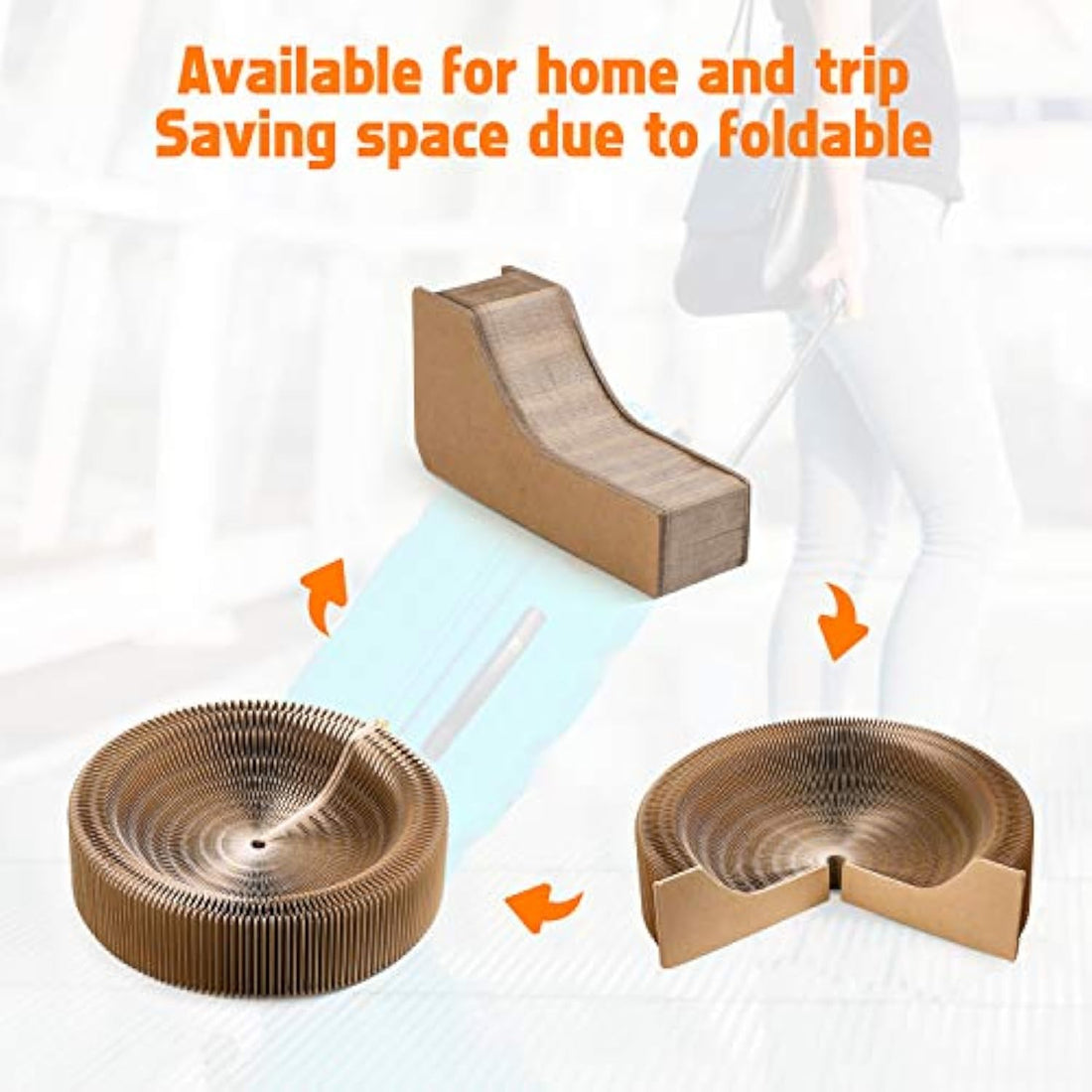 Collapsible Cardboard Cat Scratcher Lounge – Round Corrugated Scratching Bed
