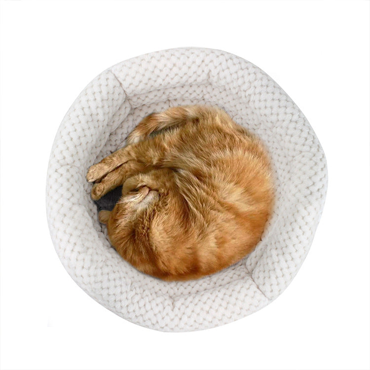 Semi-Enclosed Ice Velvet Pet Bed – Deep Sleep Nest for Dogs & Cats
