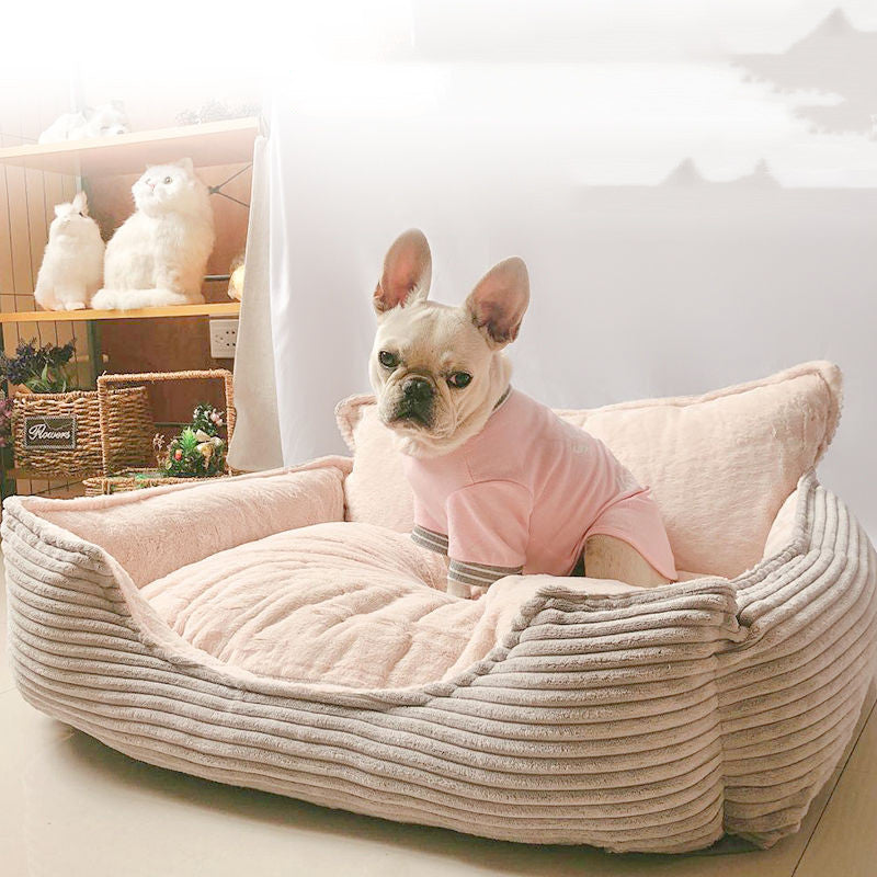 Washable Plush Dog Kennel Bed – Cozy Warm Nest with Removable Cover (M & L)