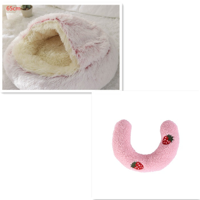 Plush Round Pet Bed – Soft Warm Nest for Dogs & Cats (3 Sizes)