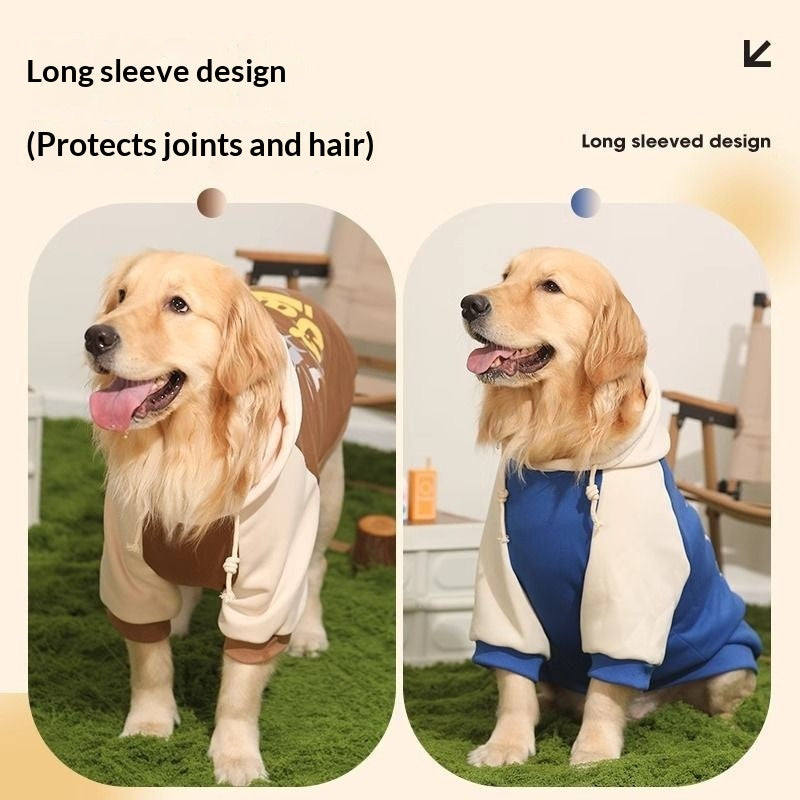 Large Dog Hooded Sweater – Patchwork Fall & Winter Coat for Big Breeds (3XL–7XL)